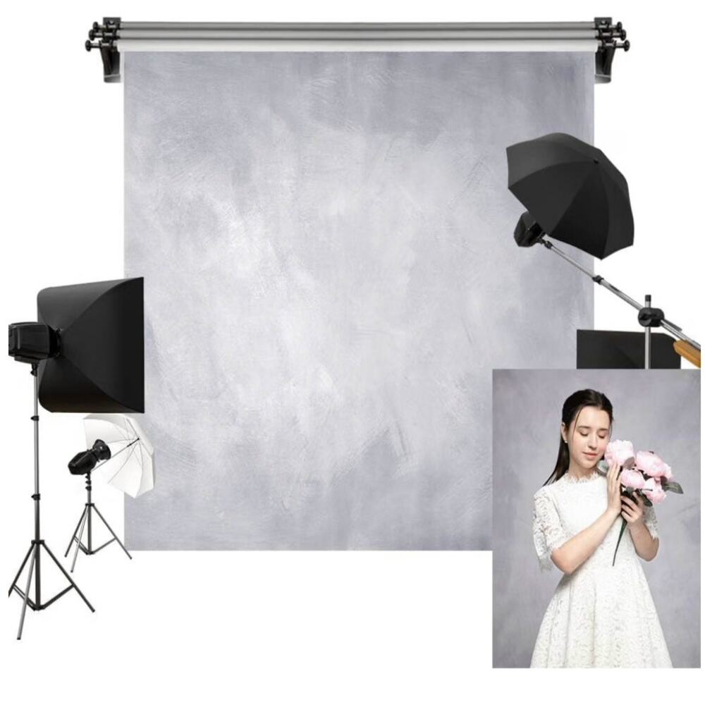 Kate 10x10ft Light Gray Textured Microfiber Photography Studio Backdrop